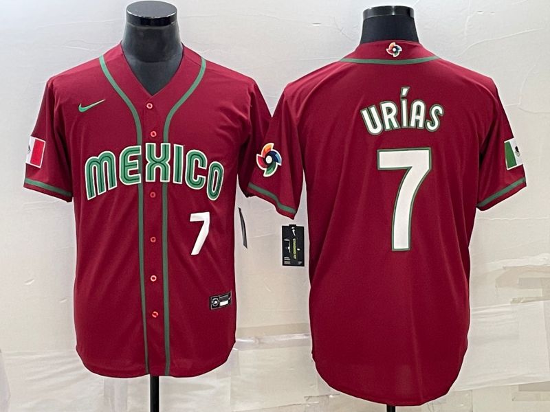 Men 2023 World Cub Mexico #7 Urias Red Nike MLB Jersey23